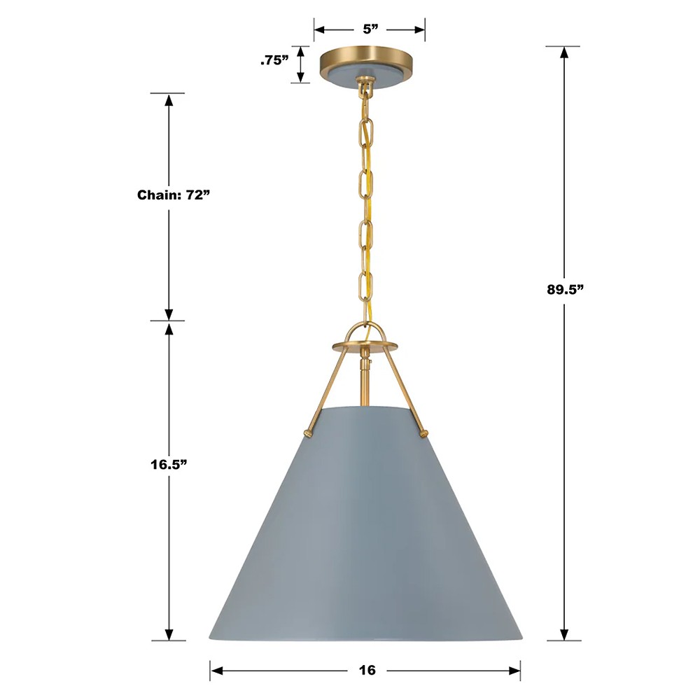 Isaiah Updated Traditional Blue Steel Shade 3 Light Pendant|