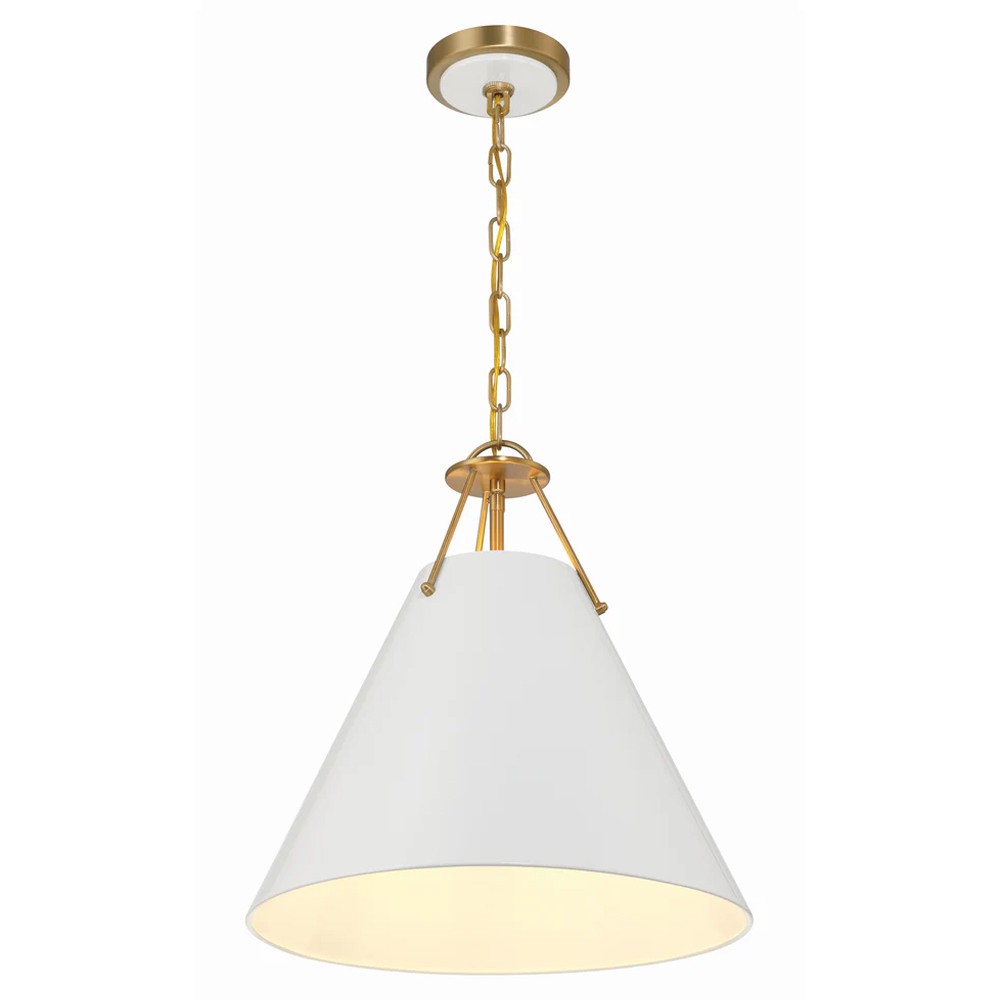 Isaiah Updated Traditional White Steel Shade 3 Light Pendant|