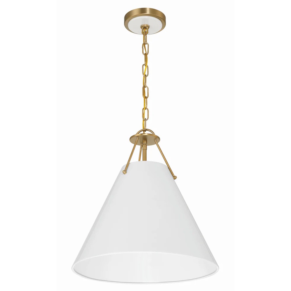 Isaiah Updated Traditional White Steel Shade 3 Light Pendant|