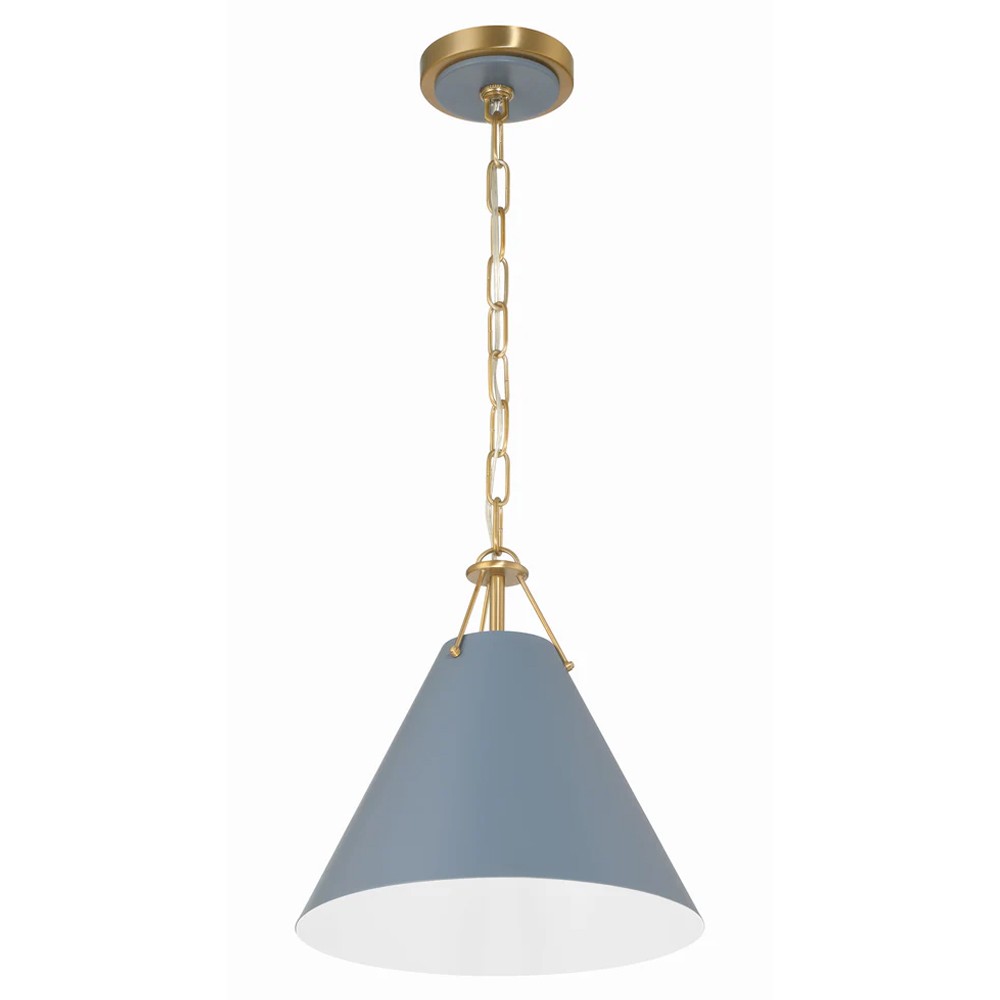 Isaiah Updated Traditional Blue Steel Shade 1 Light Mini Pendant|