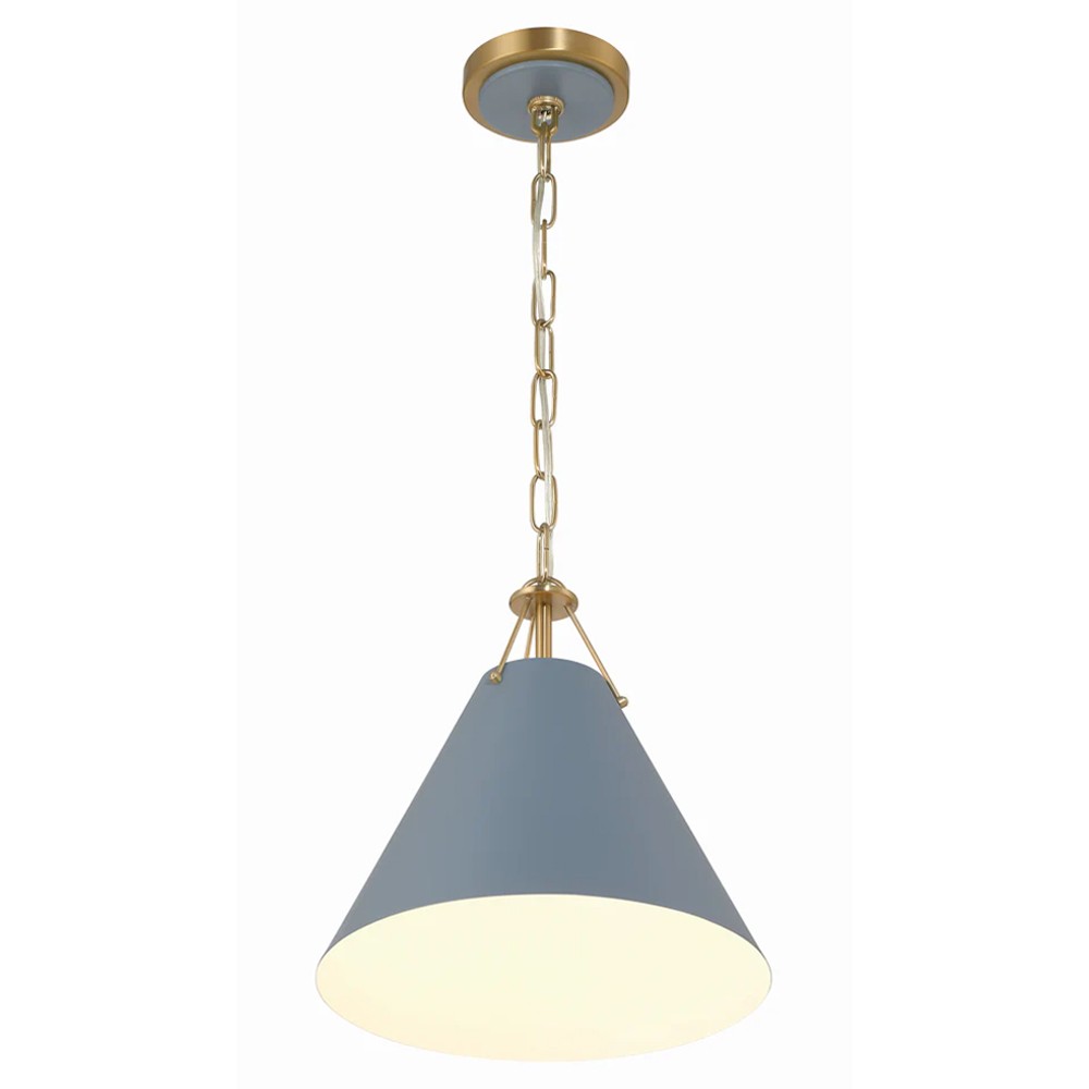Isaiah Updated Traditional Blue Steel Shade 1 Light Mini Pendant|