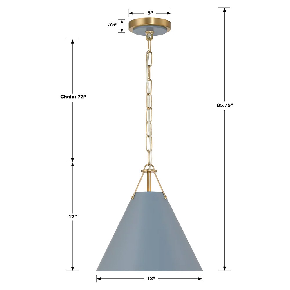 Isaiah Updated Traditional Blue Steel Shade 1 Light Mini Pendant|