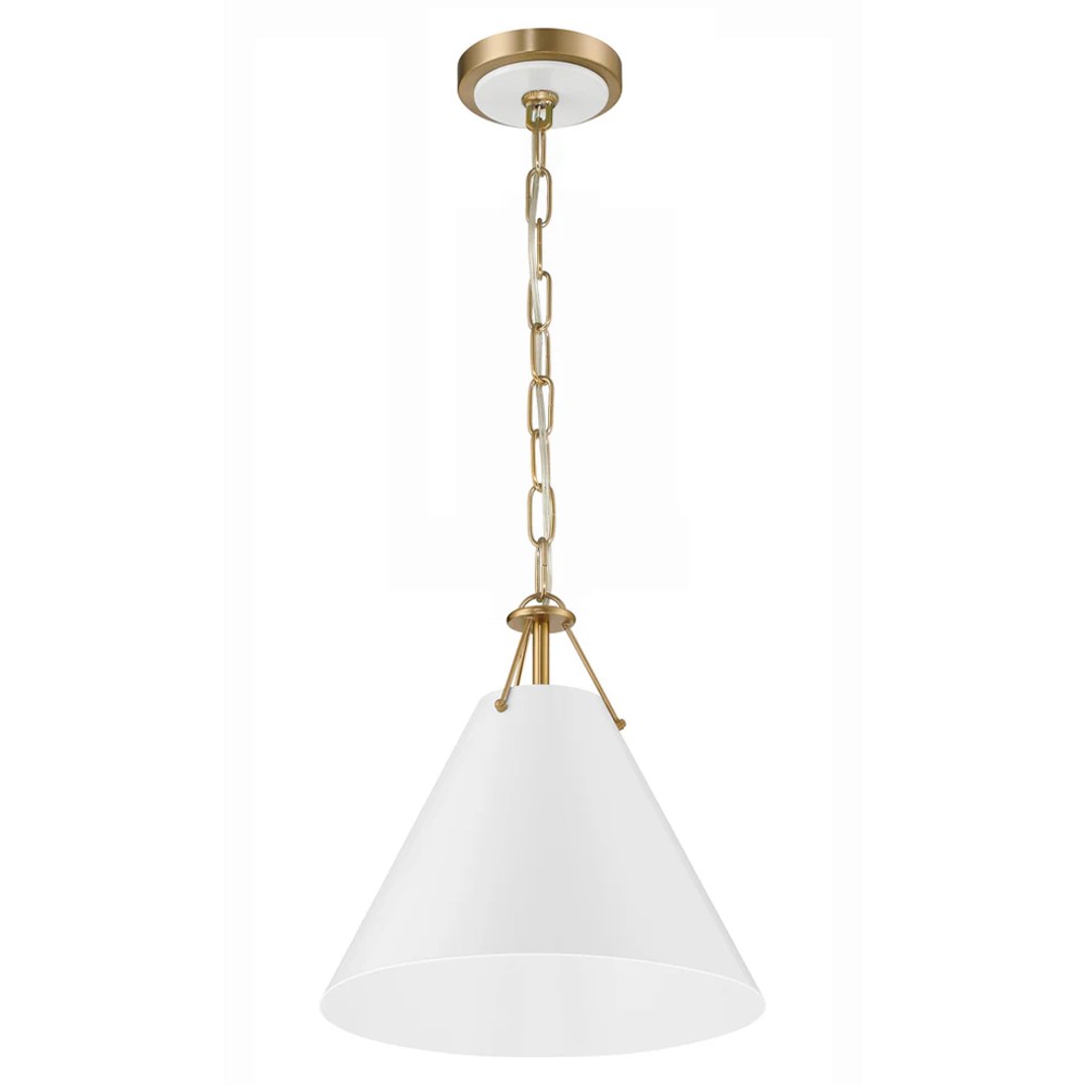 Isaiah Updated Traditional White Steel Shade 1 Light Mini Pendant|