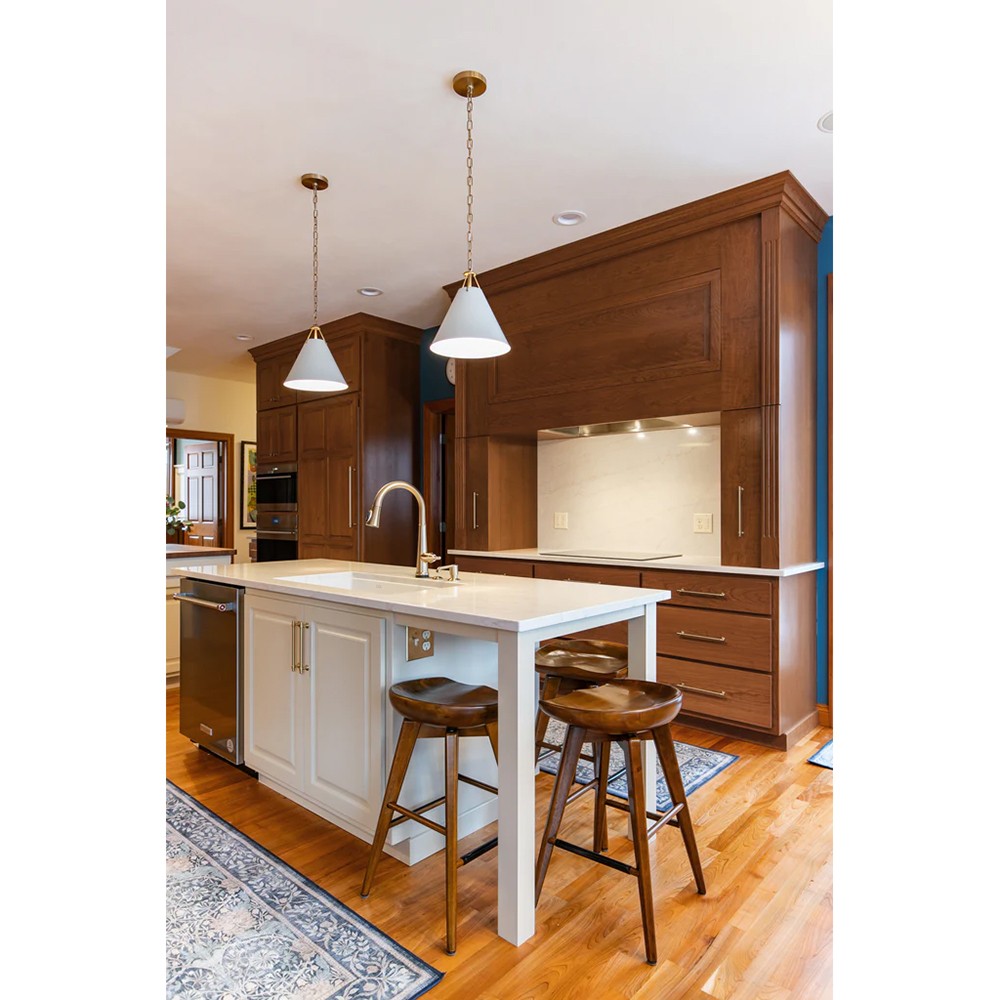 Isaiah Updated Traditional White Steel Shade 1 Light Mini Pendant|