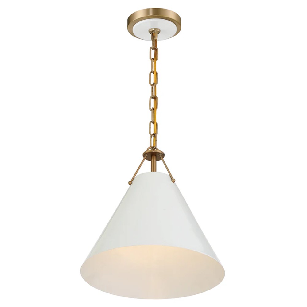 Isaiah Updated Traditional White Steel Shade 1 Light Mini Pendant|
