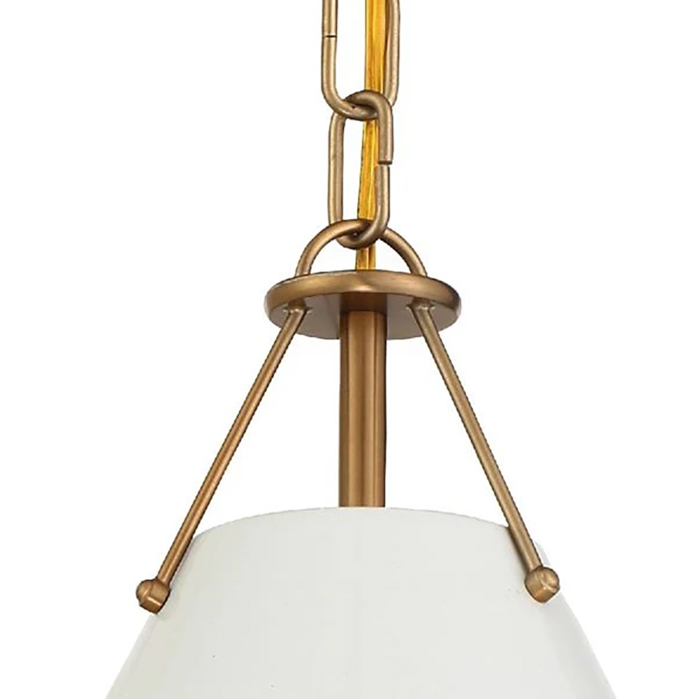 Isaiah Updated Traditional White Steel Shade 1 Light Mini Pendant|