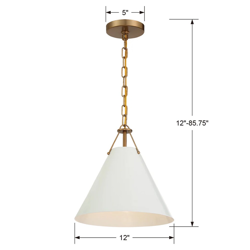 Isaiah Updated Traditional White Steel Shade 1 Light Mini Pendant|