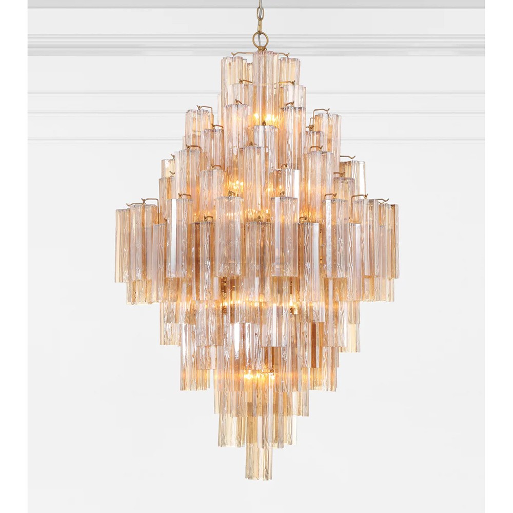 Corin Updated Traditional Amber Glass Aged Brass 20 Light Chandelier|