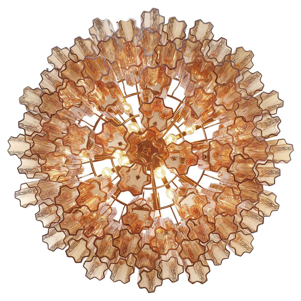 Corin Updated Traditional Amber Glass 16 Light Chandelier|