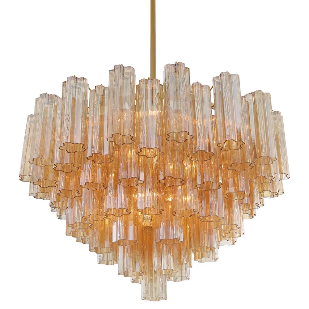 Corin Updated Traditional Amber Glass 16 Light Chandelier|