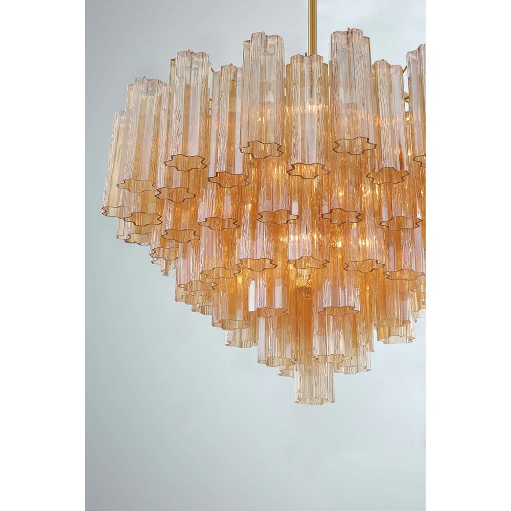 Corin Updated Traditional Amber Glass 16 Light Chandelier|