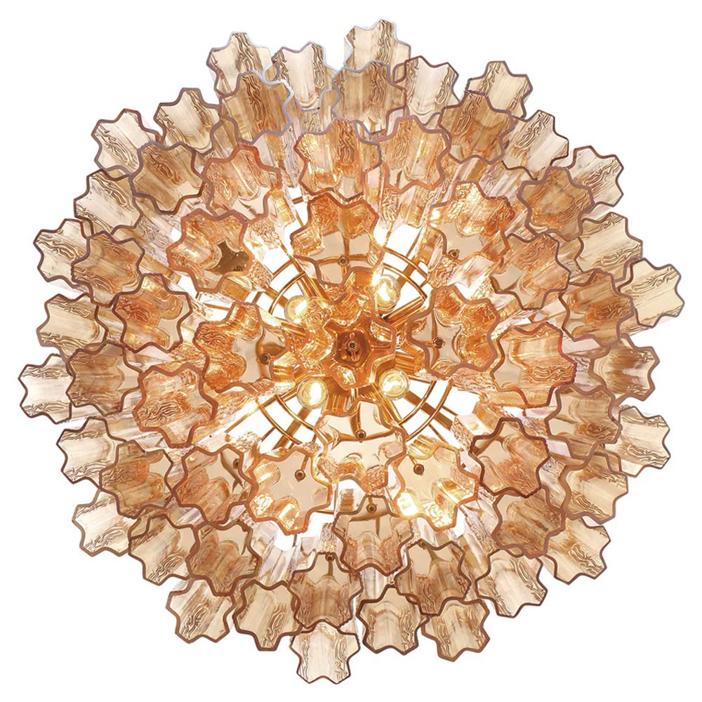 Corin Updated Traditional Amber Glass 12 Light Chandelier|