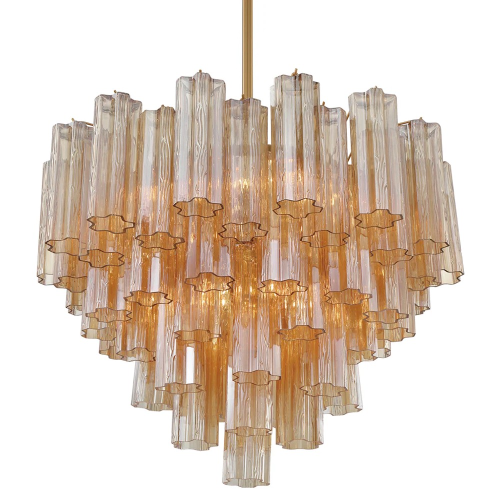 Corin Updated Traditional Amber Glass 12 Light Chandelier|