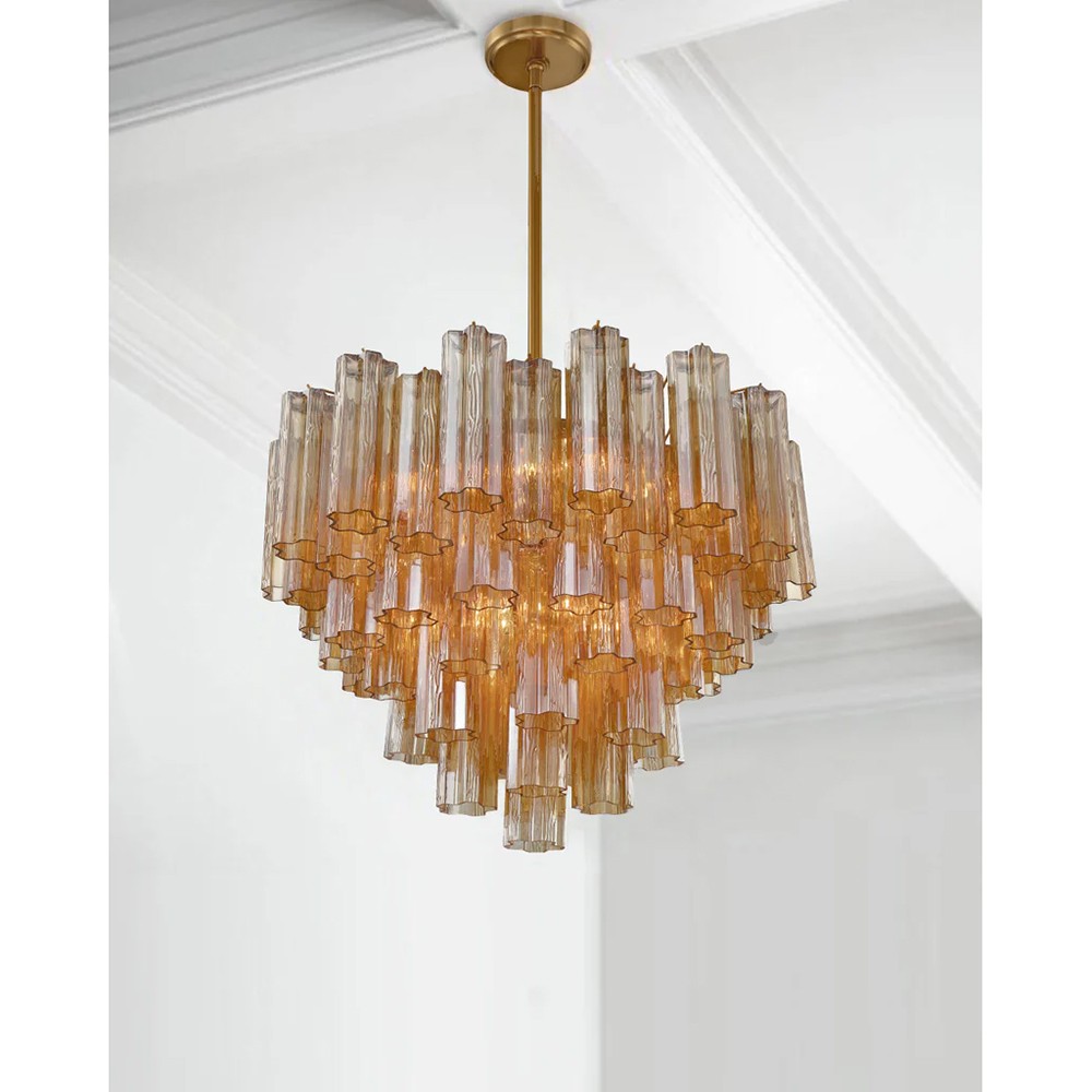 Corin Updated Traditional Amber Glass 12 Light Chandelier|