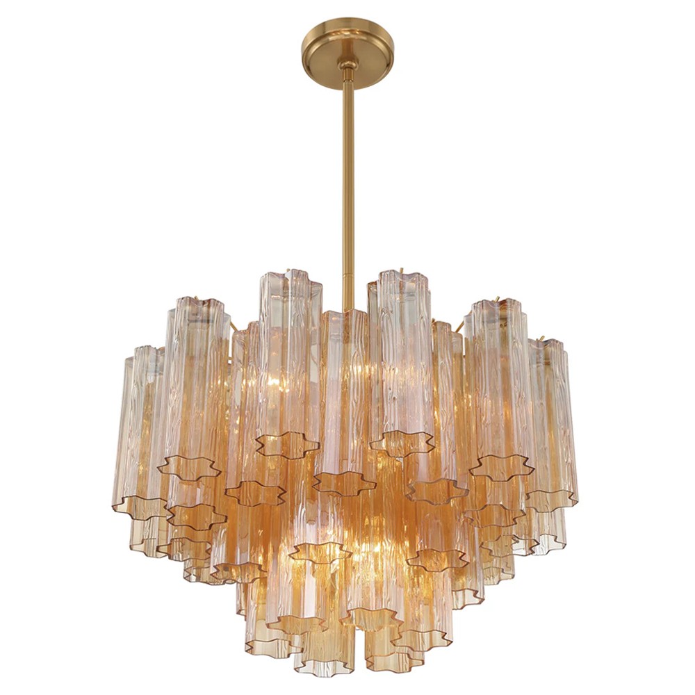 Corin Updated Traditional Amber Glass 9 Light Chandelier|
