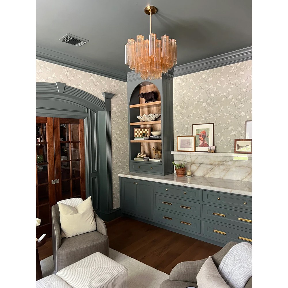 Corin Updated Traditional Amber Glass 9 Light Chandelier|