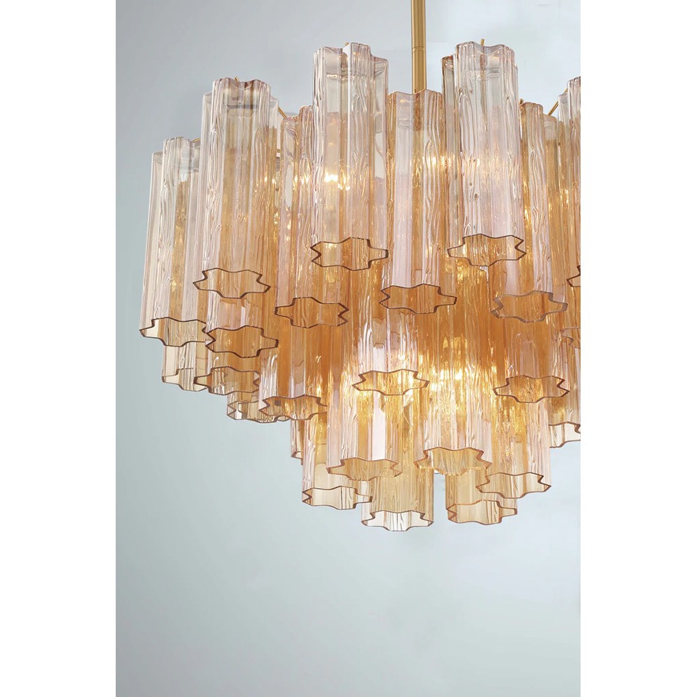 Corin Updated Traditional Amber Glass 9 Light Chandelier|