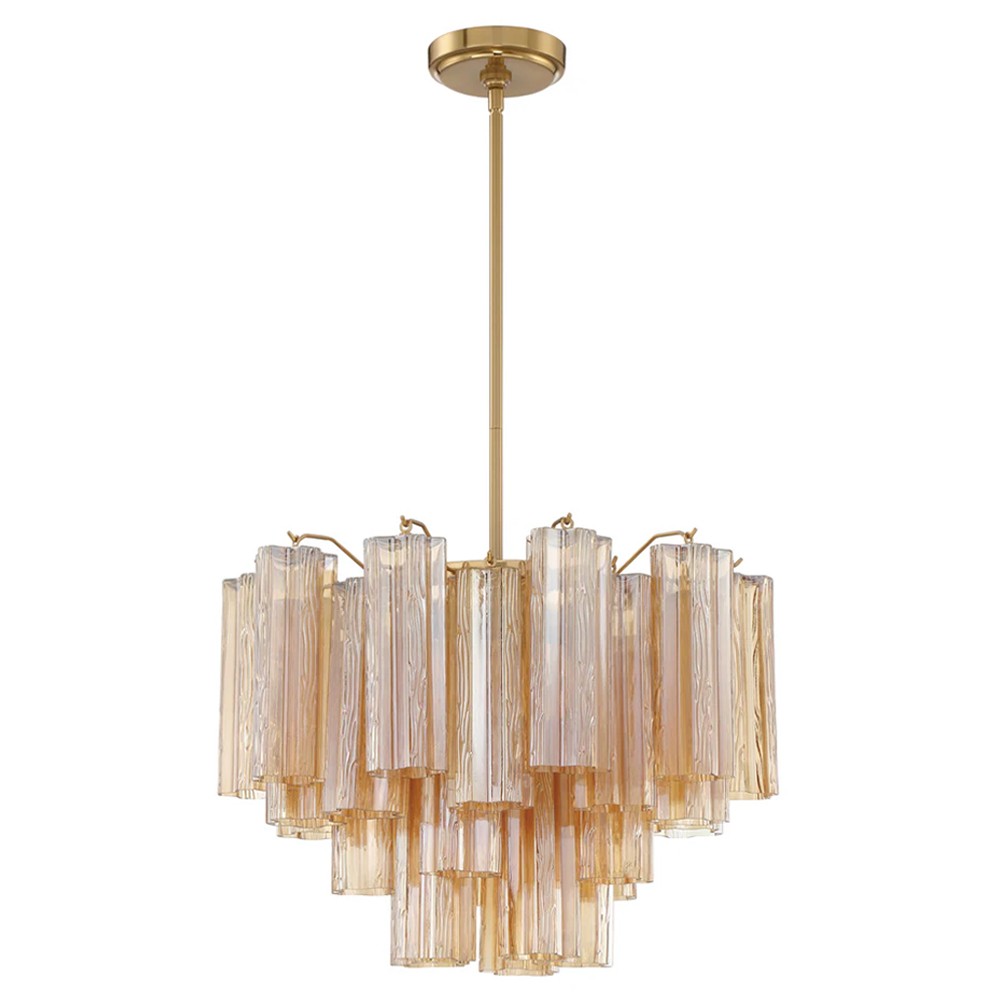 Corin Updated Traditional Amber Glass 6 Light Chandelier|