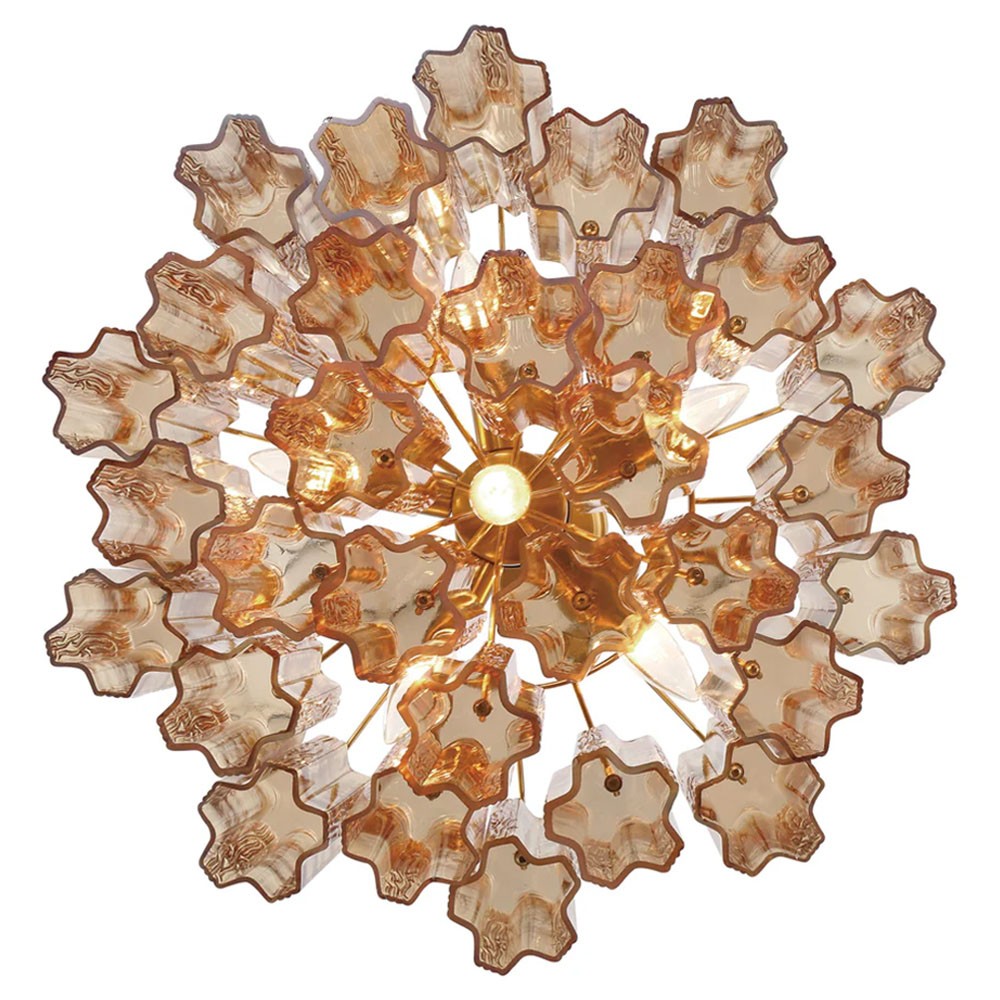 Corin Updated Traditional Amber Glass 6 Light Chandelier|