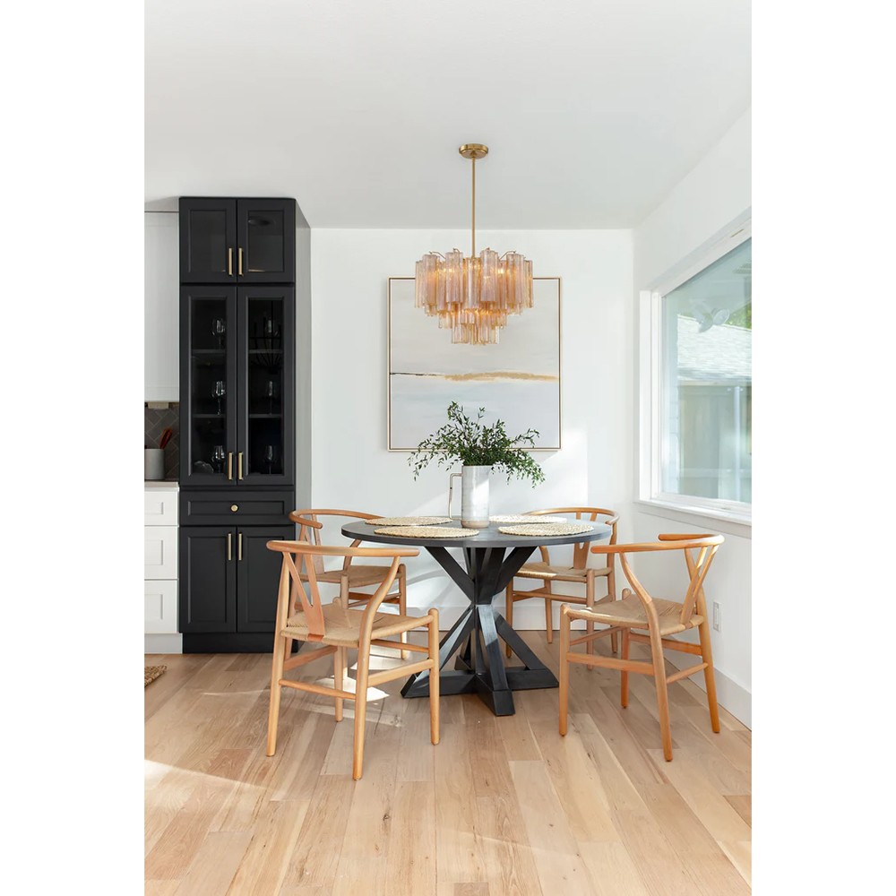 Corin Updated Traditional Amber Glass 6 Light Chandelier|