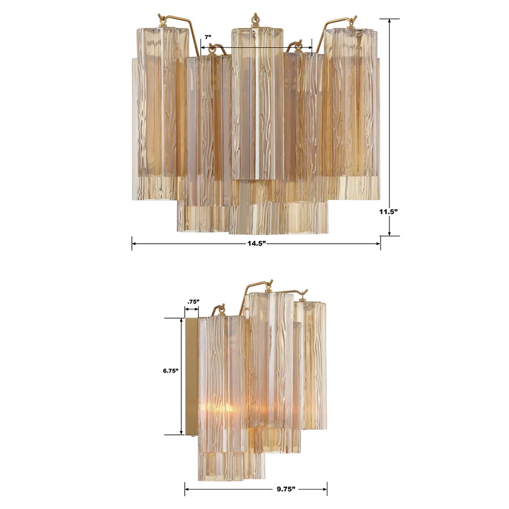 Corin Updated Traditional Amber Glass Sconce - Small|
