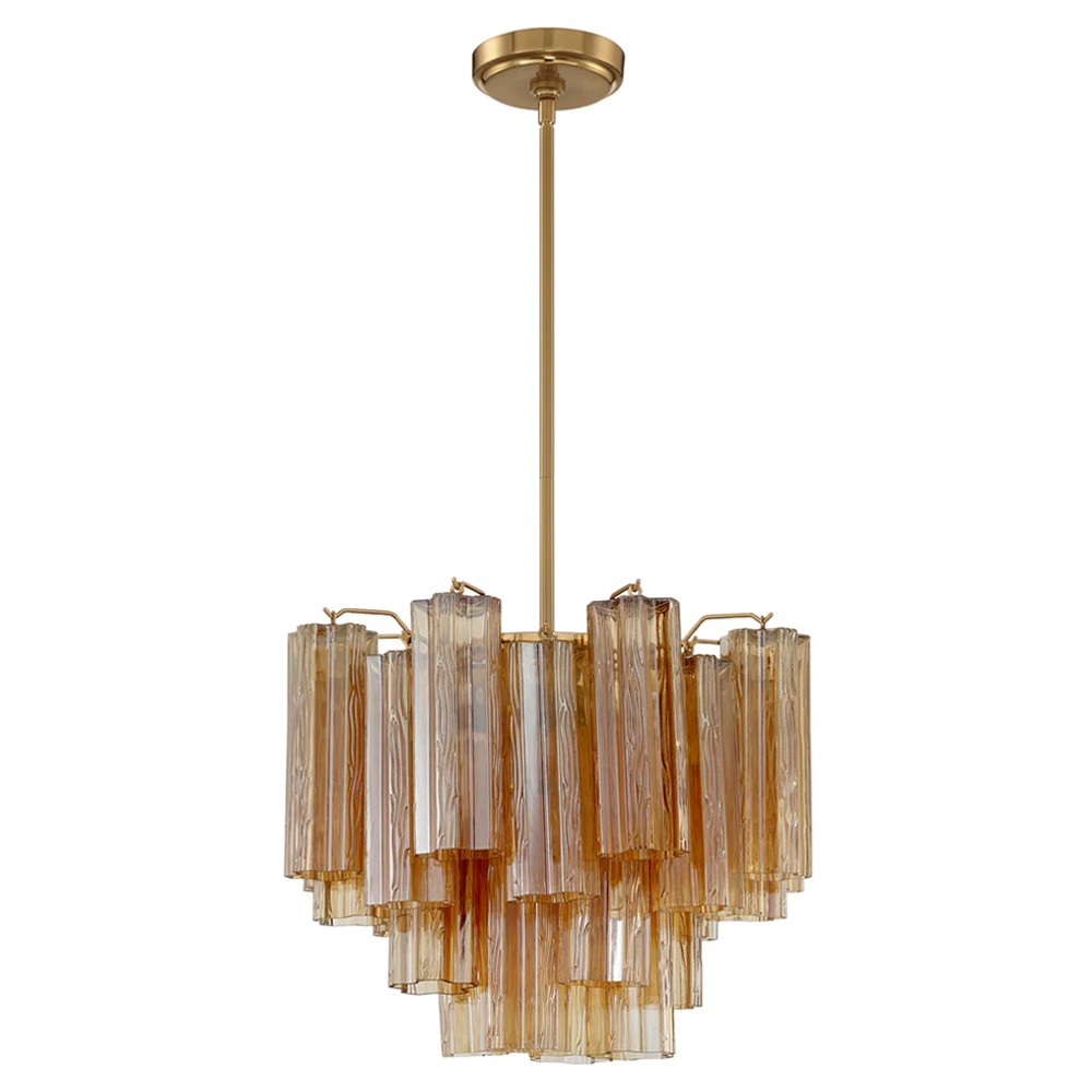 Corin Updated Traditional Amber Glass 4 Light Chandelier|