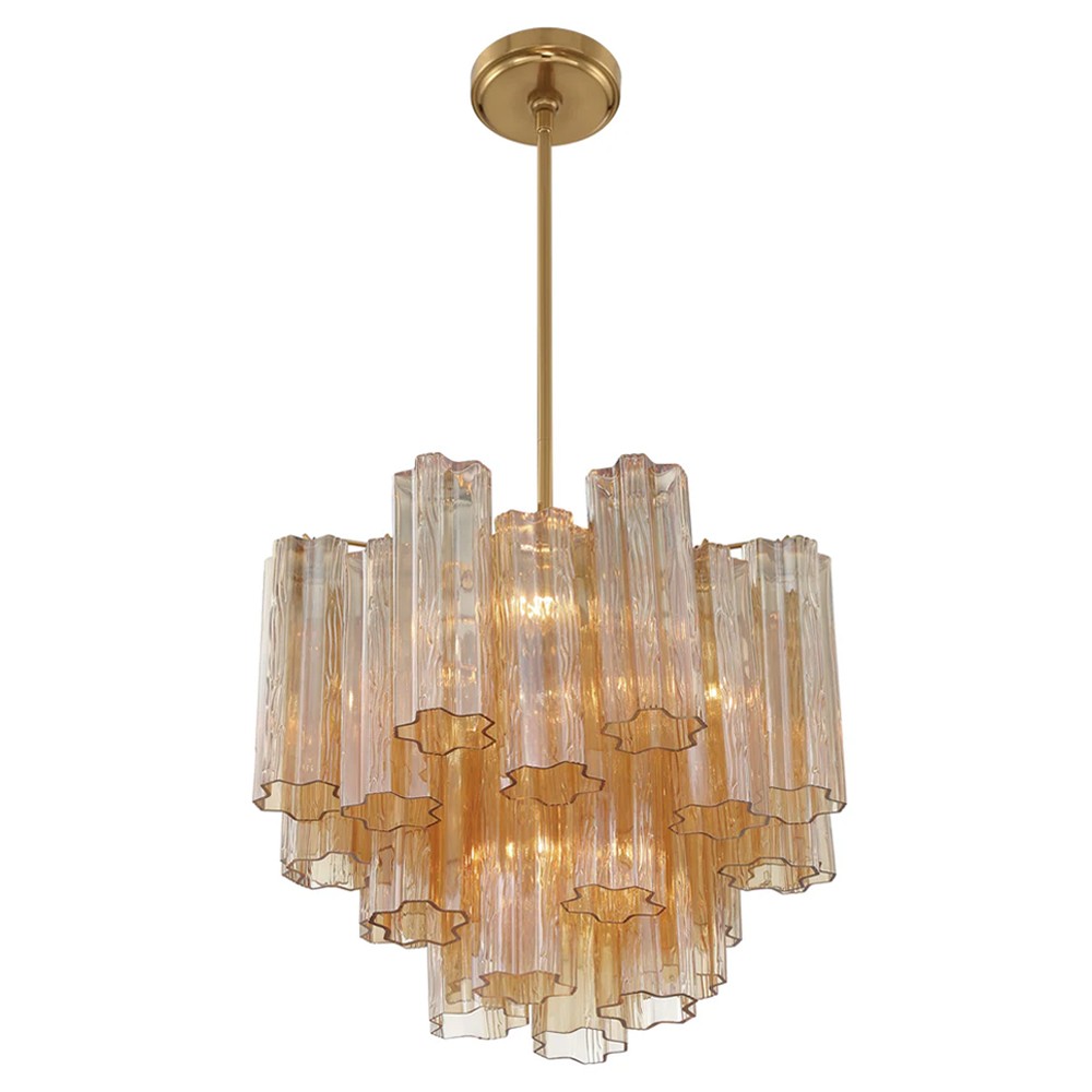 Corin Updated Traditional Amber Glass 4 Light Chandelier|