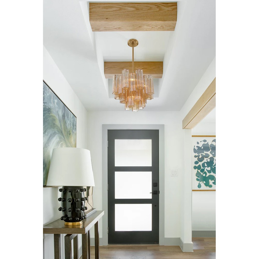 Corin Updated Traditional Amber Glass 4 Light Chandelier|