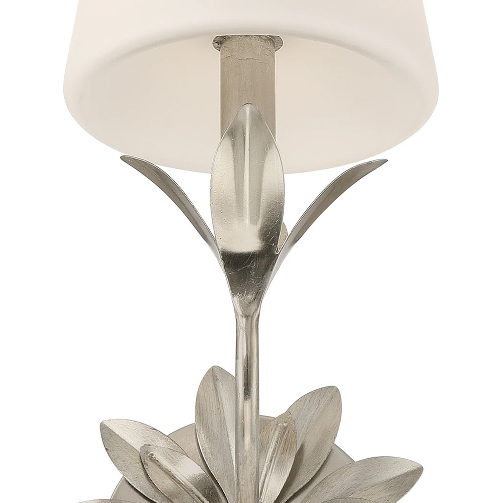 Liora Traditional White Silk Shade Antique Silver 3 Light Bath Sconce|