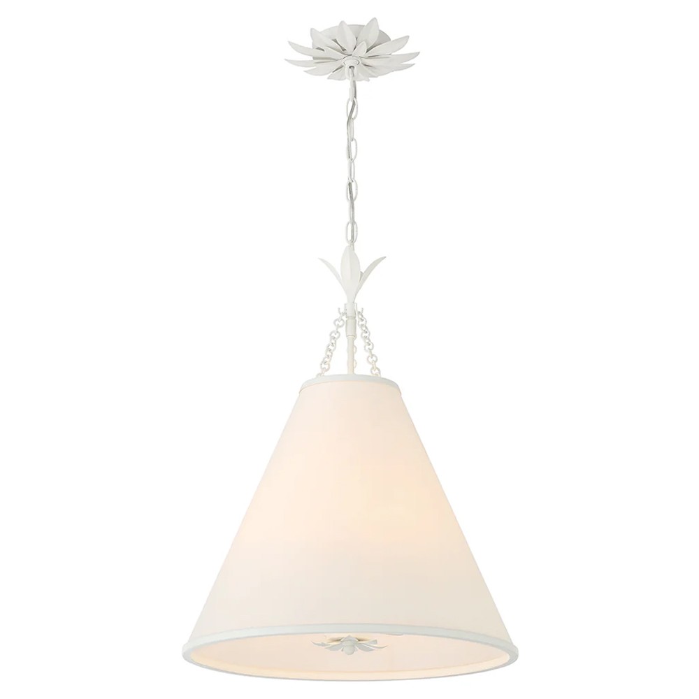 Liora Updated Traditional White Silk Shade Matte White Pendant|