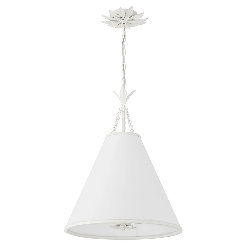 Liora Updated Traditional White Silk Shade Matte White Pendant|
