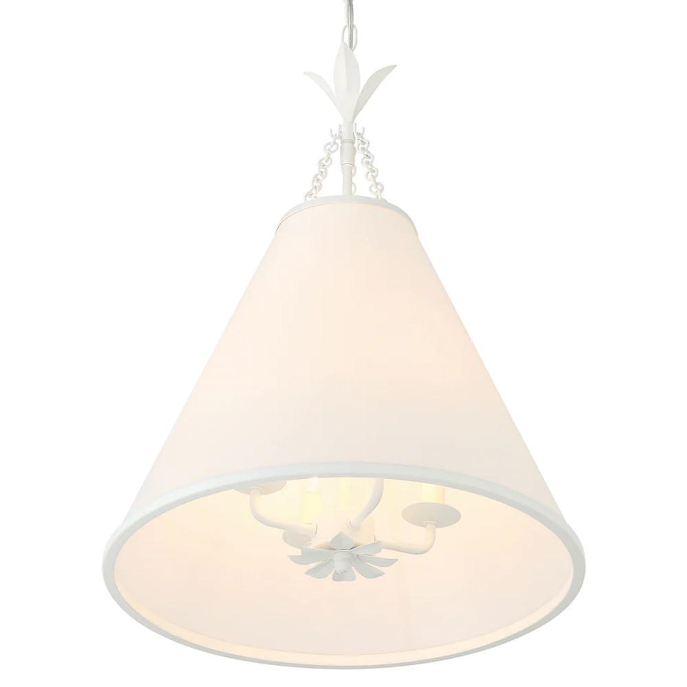 Liora Updated Traditional White Silk Shade Matte White Pendant|