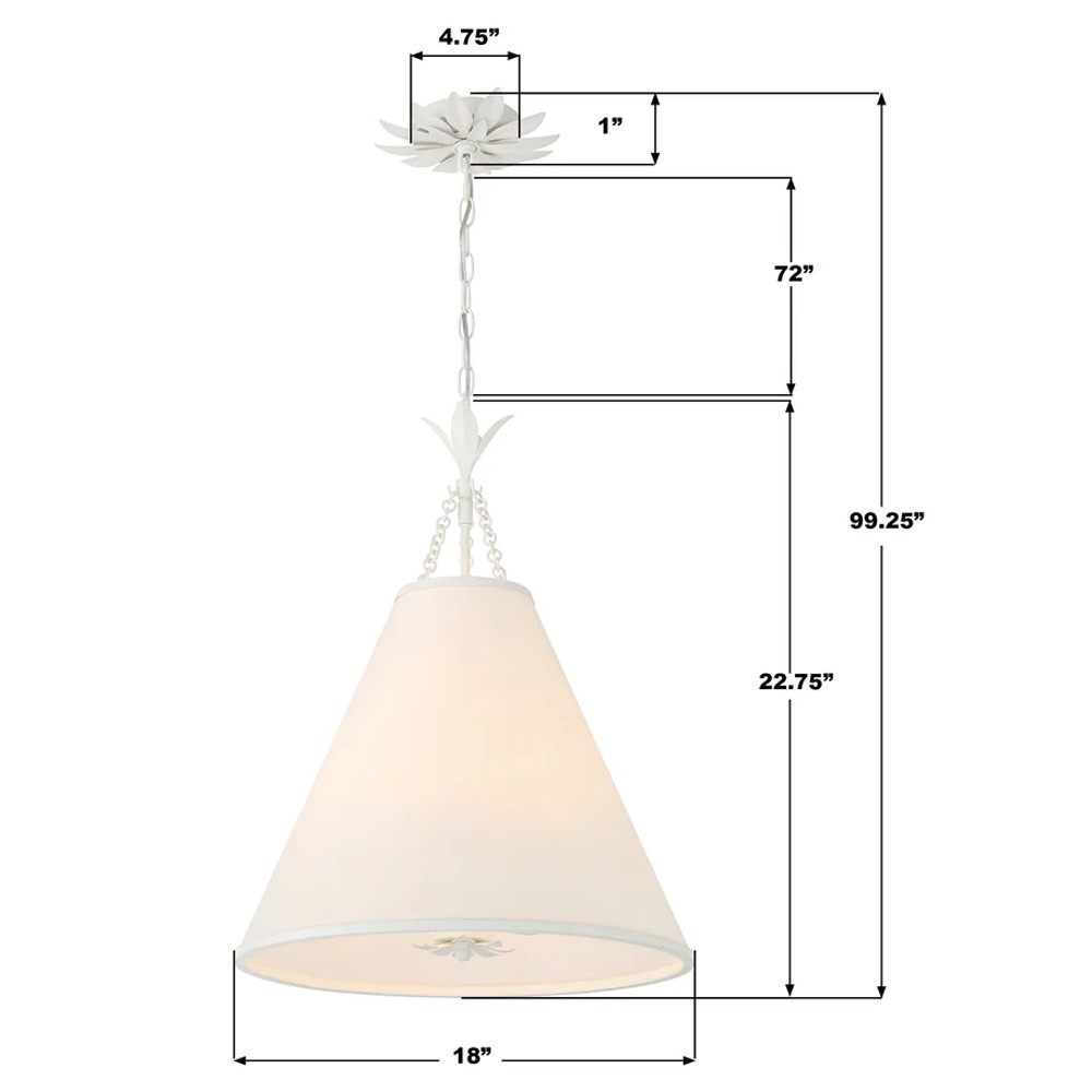 Liora Updated Traditional White Silk Shade Matte White Pendant|
