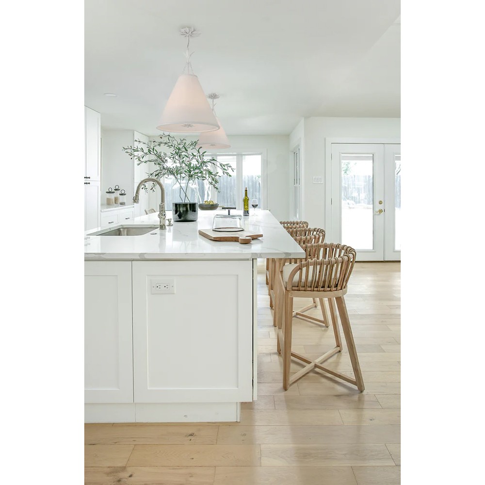 Liora Updated Traditional White Silk Shade Matte White Pendant|