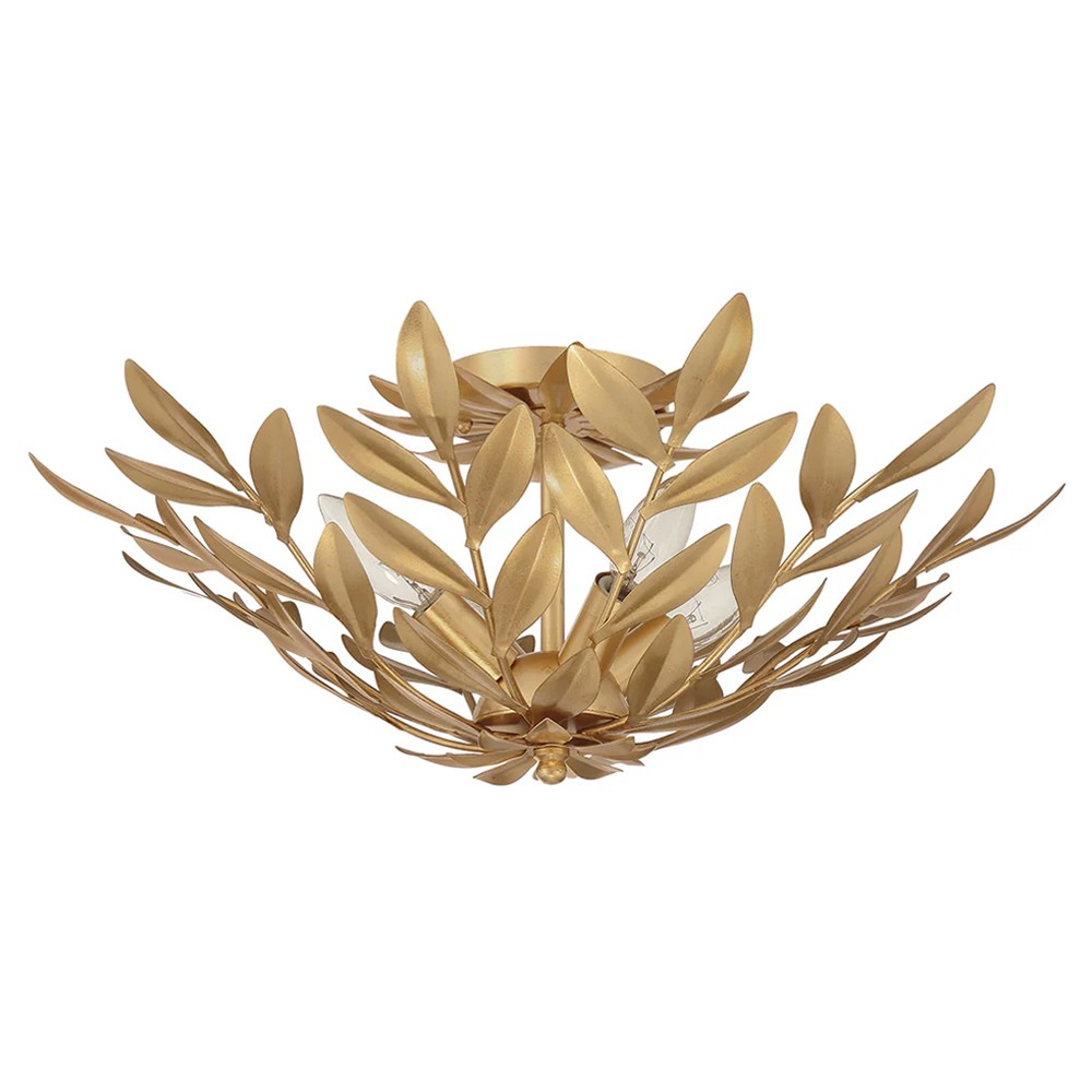 Liora Updated Traditional Antique Gold Leaf Steel 4 Light Semi Flush Mount|
