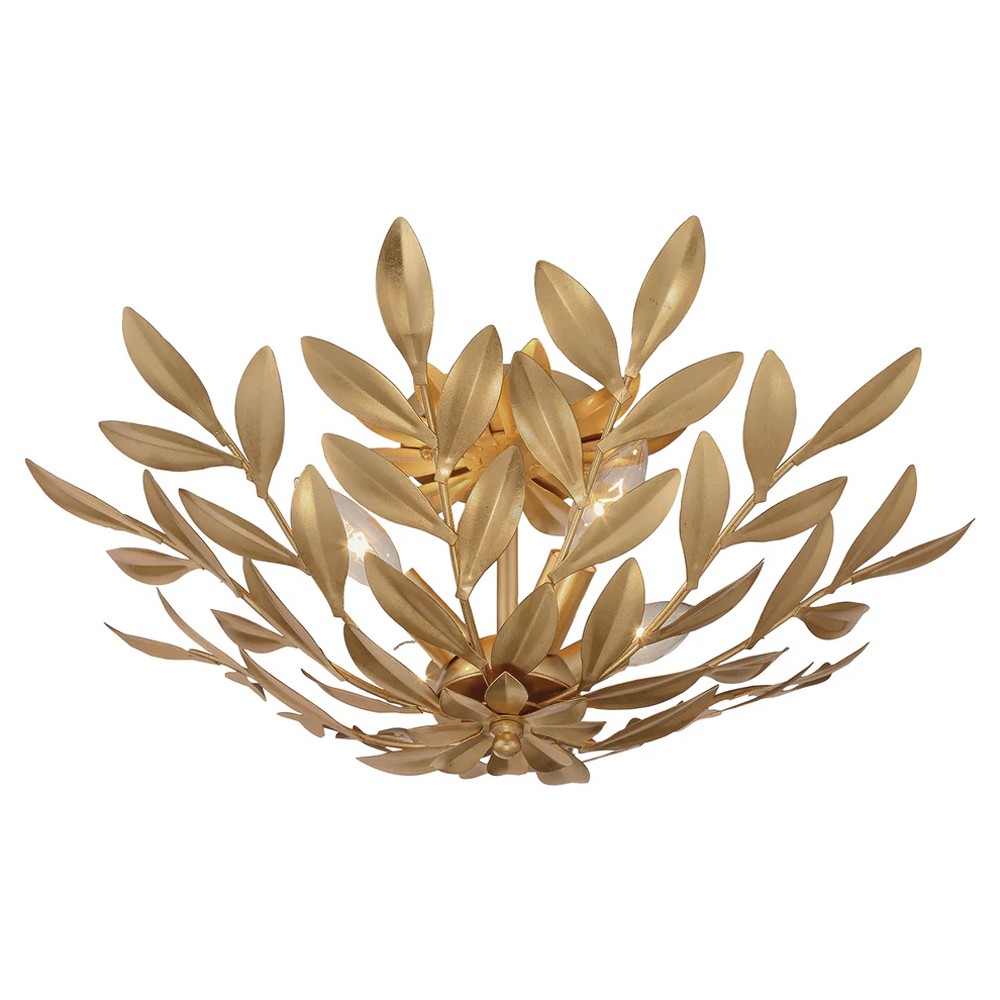 Liora Updated Traditional Antique Gold Leaf Steel 4 Light Semi Flush Mount|