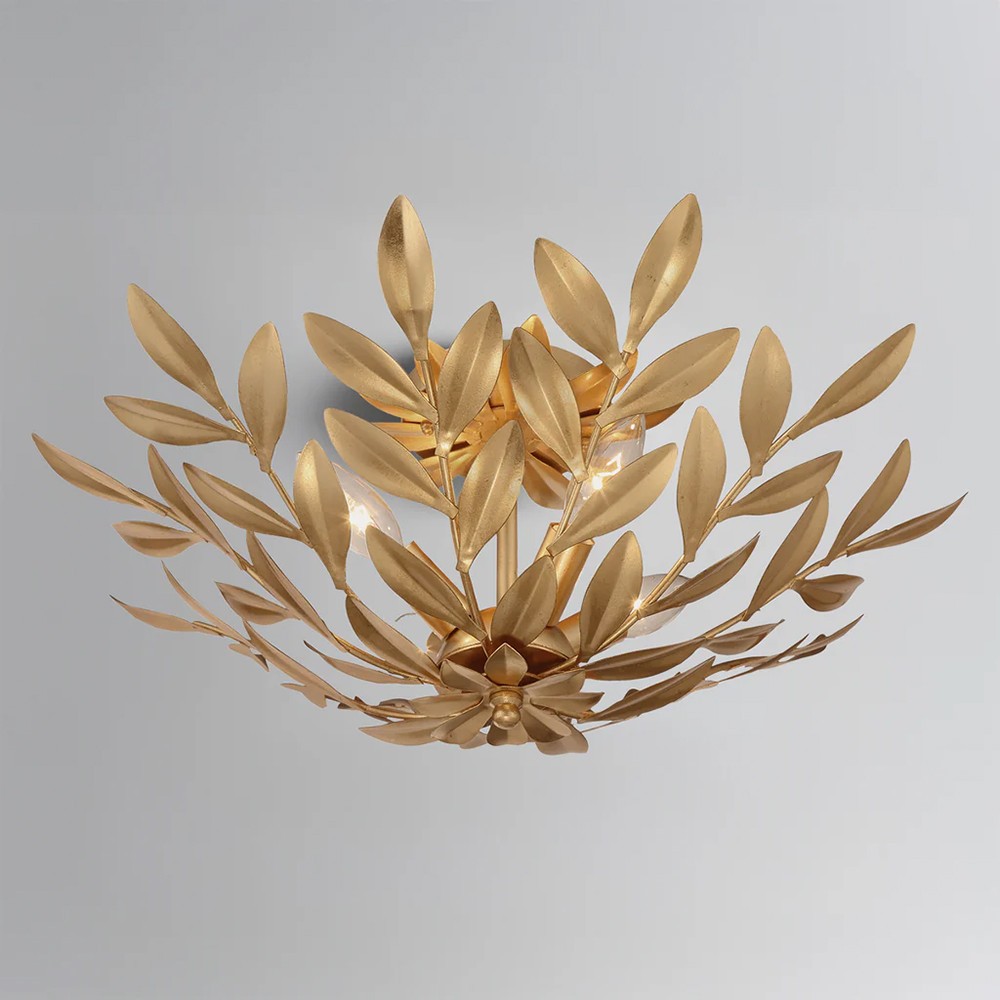 Liora Updated Traditional Antique Gold Leaf Steel 4 Light Semi Flush Mount|