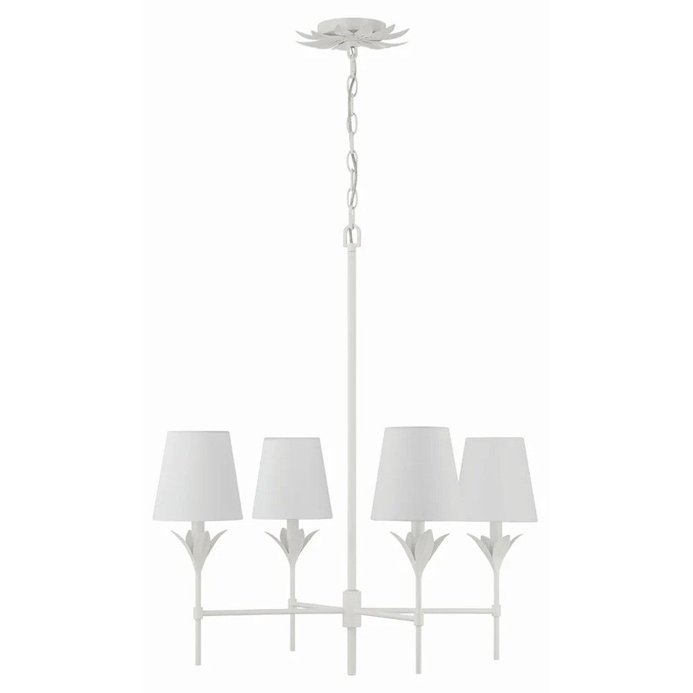 Liora Updated Traditional White Silk Shade Matte White Chandelier|