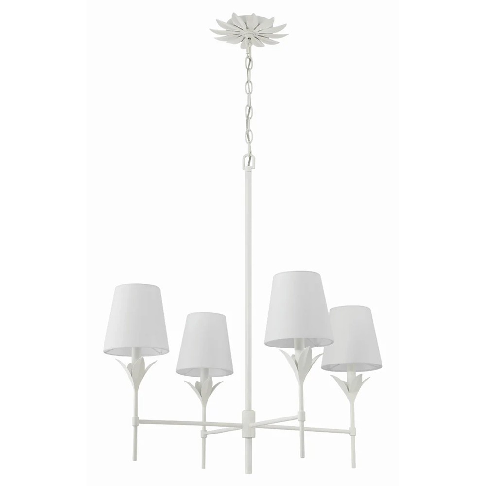 Liora Updated Traditional White Silk Shade Matte White Chandelier|