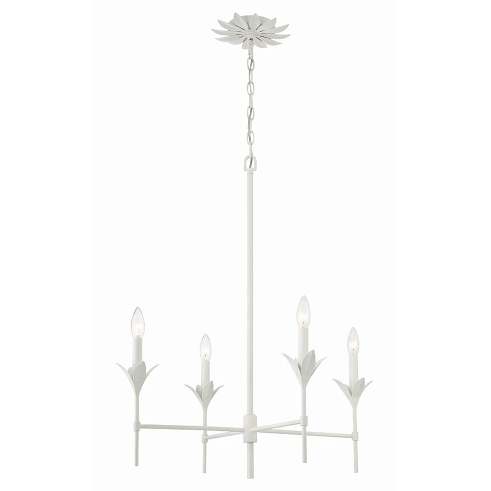 Liora Updated Traditional White Silk Shade Matte White Chandelier|