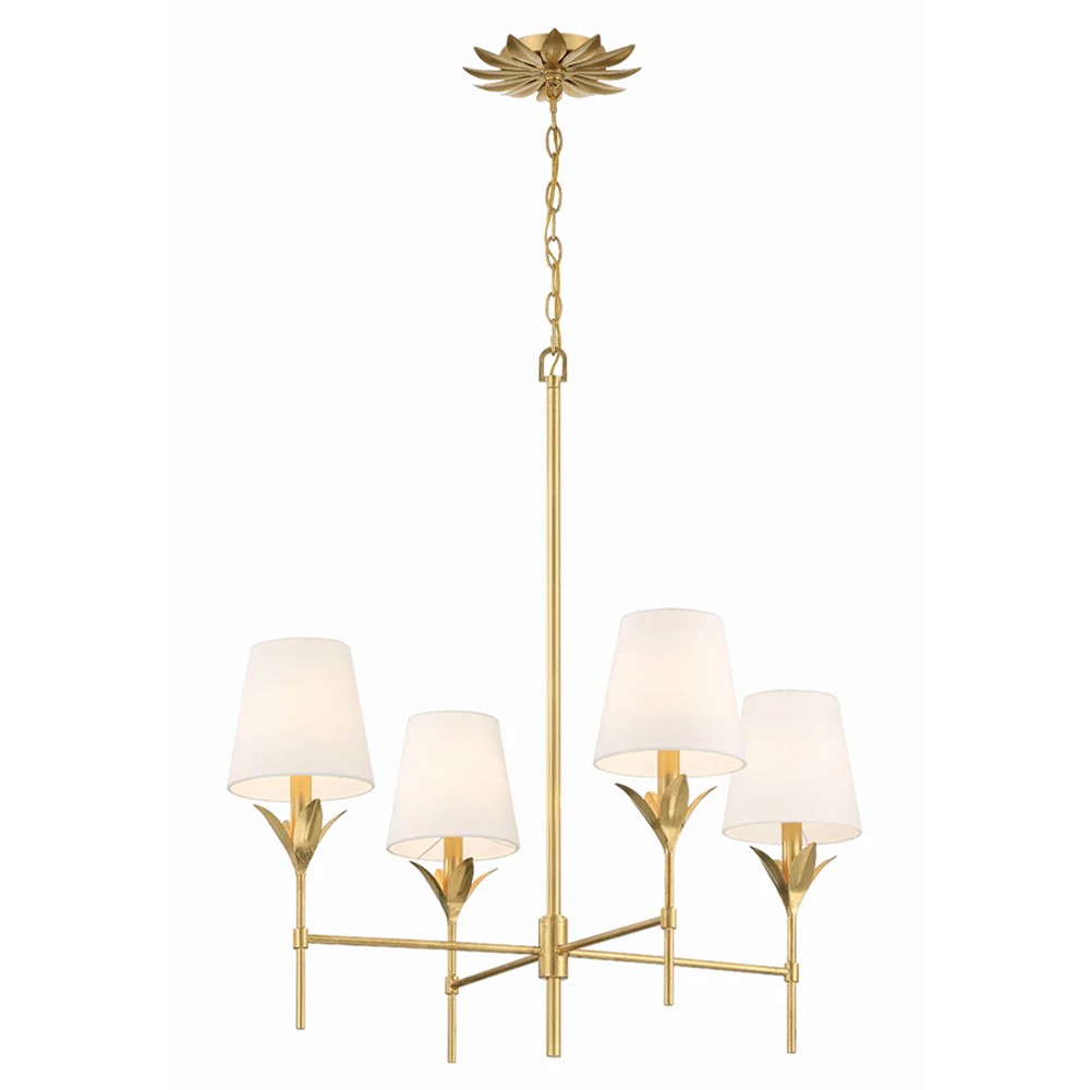Liora Updated Traditional White Silk Shade Antique Gold Chandelier|