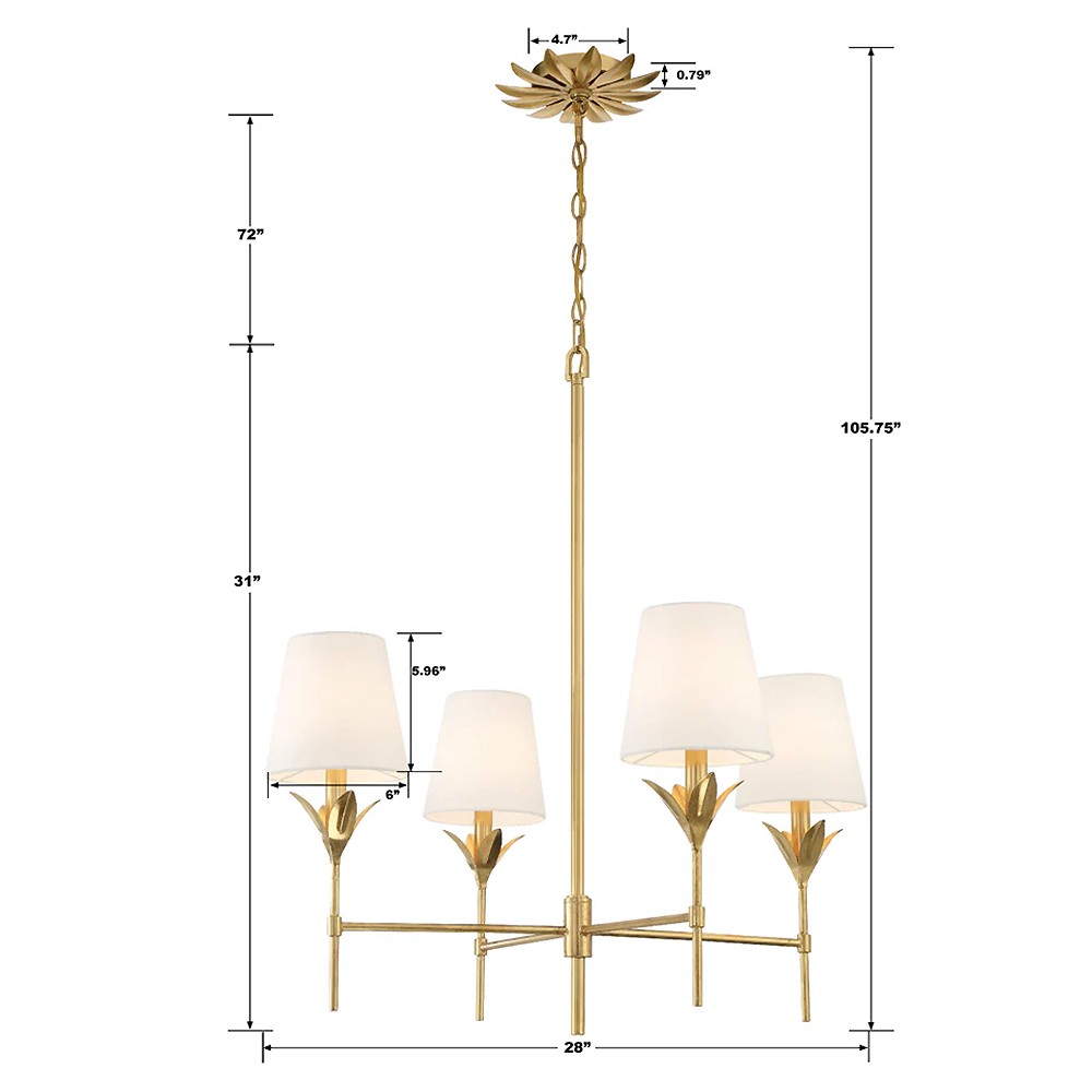 Liora Updated Traditional White Silk Shade Antique Gold Chandelier|