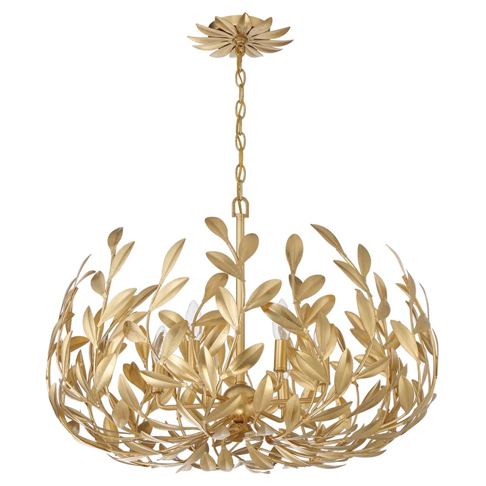 Liora Updated Traditional Antique Gold Leaf Steel 6 Light Chandelier|