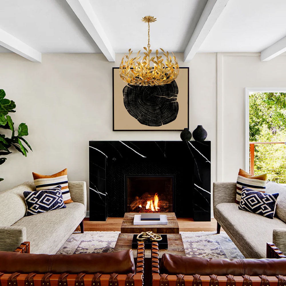 Liora Updated Traditional Antique Gold Leaf Steel 6 Light Chandelier|