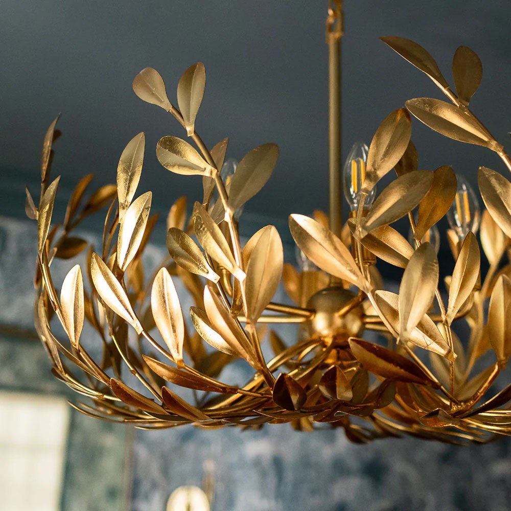 Liora Updated Traditional Antique Gold Leaf Steel 6 Light Chandelier|