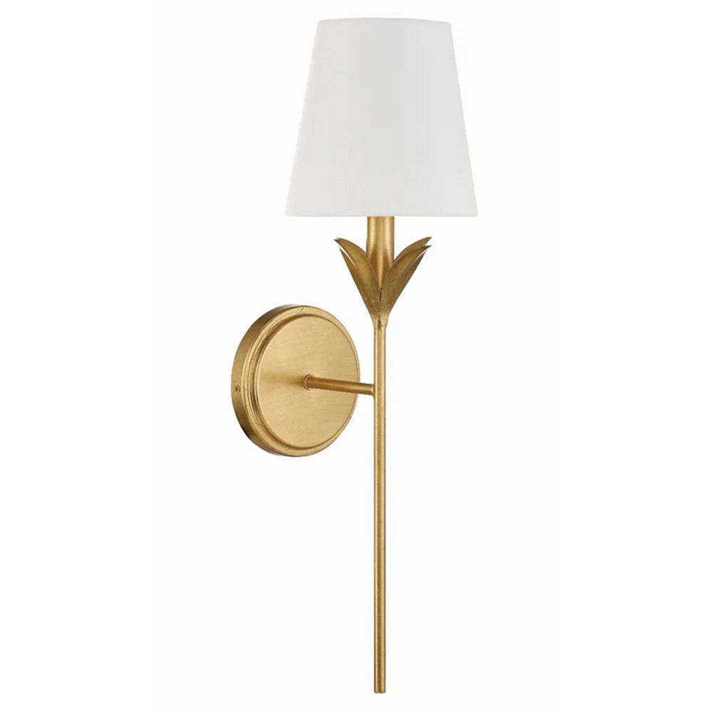 Liora Traditional White Silk Shade Antique Gold 1 Light Wallchiere Sconce|