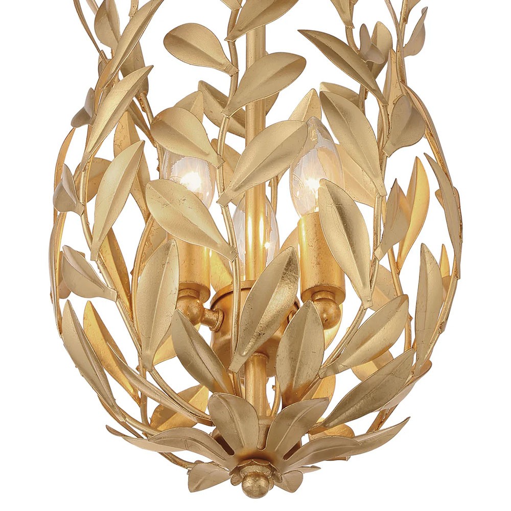 Liora Updated Traditional Antique Gold Leaf Steel 3 Light Semi Flush Mount|