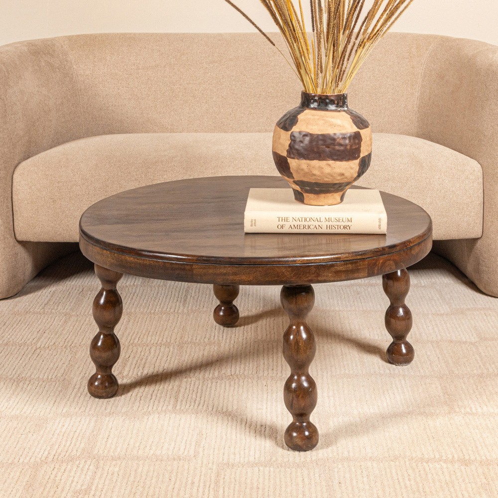 Imogen Modern Classic Brown Mango Wood Round Coffee Table 31