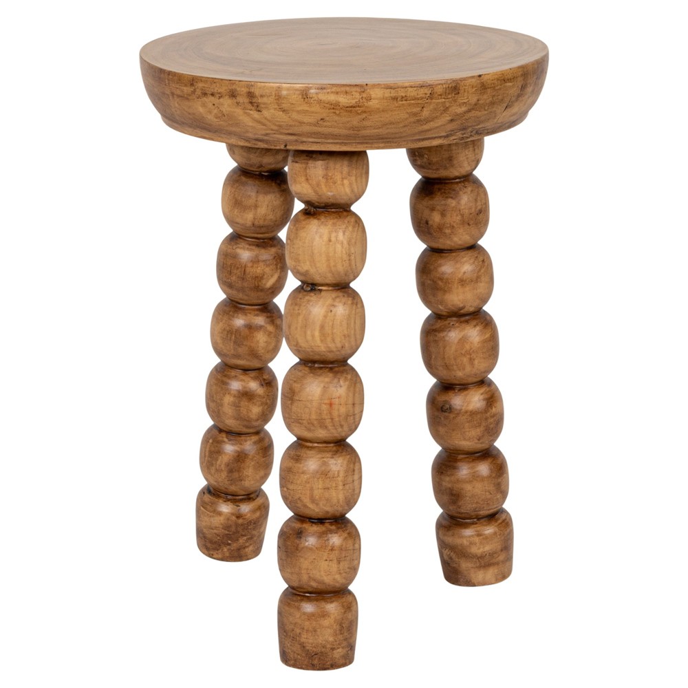 Alaia Coastal Beach Natural Wood Round End Table|
