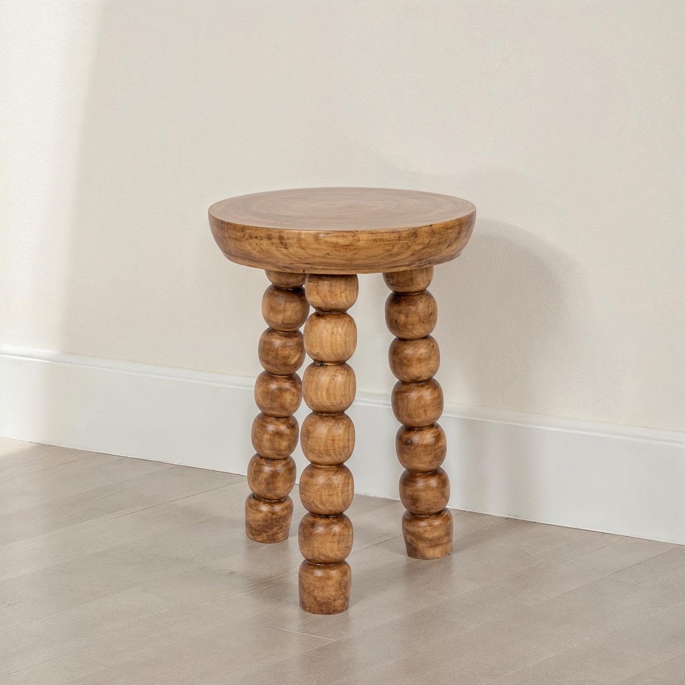 Alaia Coastal Beach Natural Wood Round End Table|